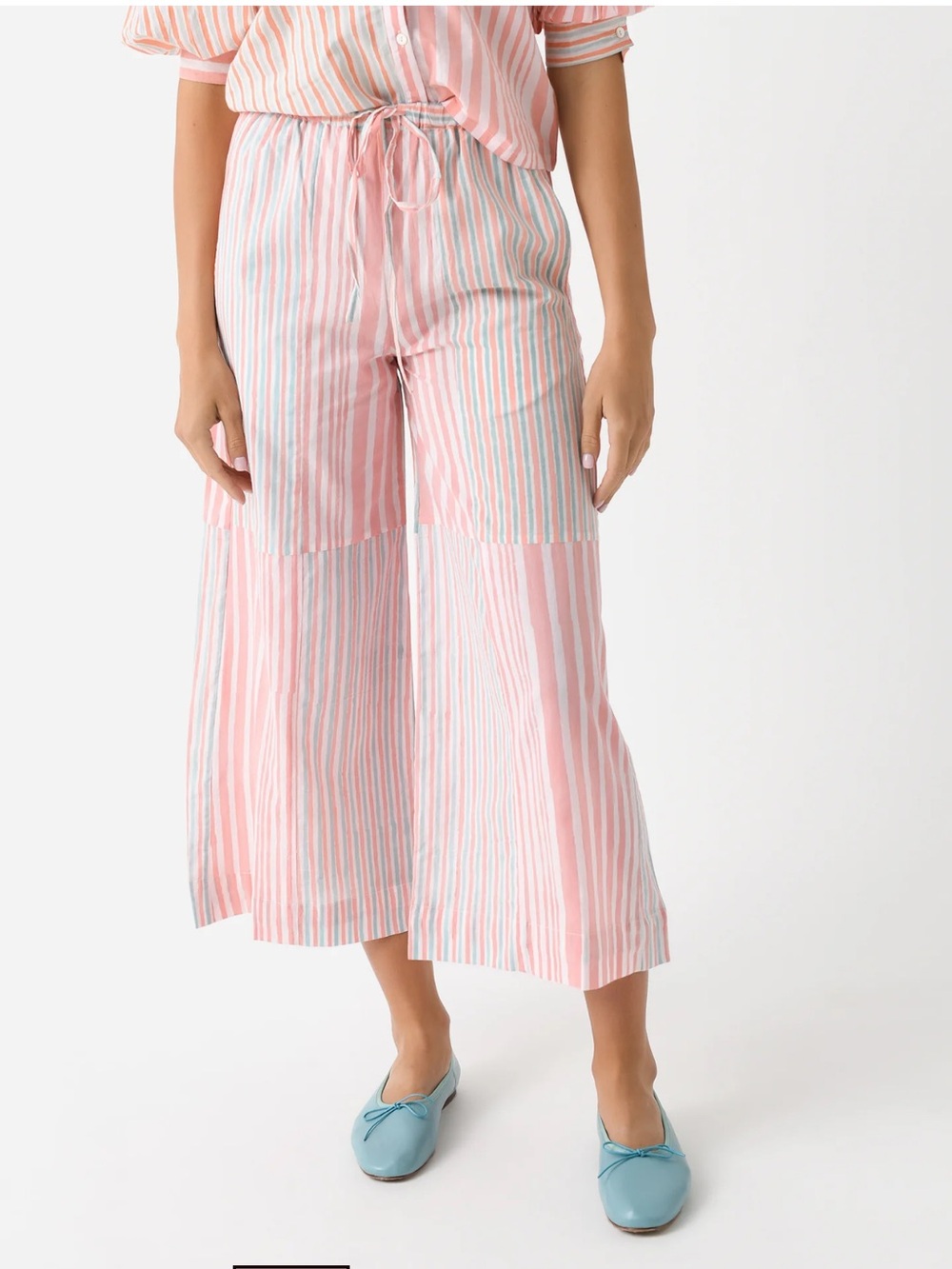 V.DE.Vinster (similar to Sezane) Striped Cropped Shiva Pants Flowy New